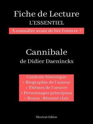 cover image of Fiche de lecture "L'ESSENTIEL"--Cannibale de Didier Daeninckx